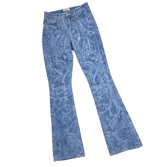 L'AGENCE Denim - L'AGENCE Marty High Rise Flare Jeans Blue Mediterranean Damask Print Size 25‎